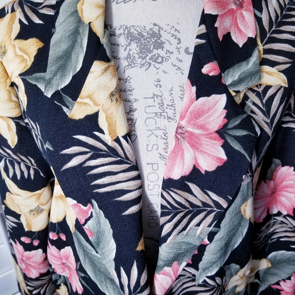 DRESSBARN TROPICAL FLOWER PRINT BLAZER - VINTAGE STYLE - Picture 2 of 15